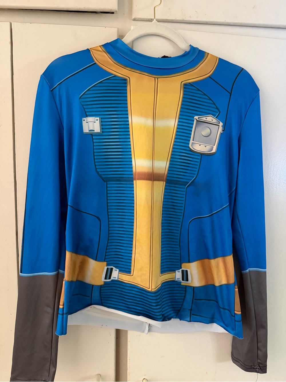 Men's Fallout Costume  Blue & Gold Long Sleeve Graphic Tee